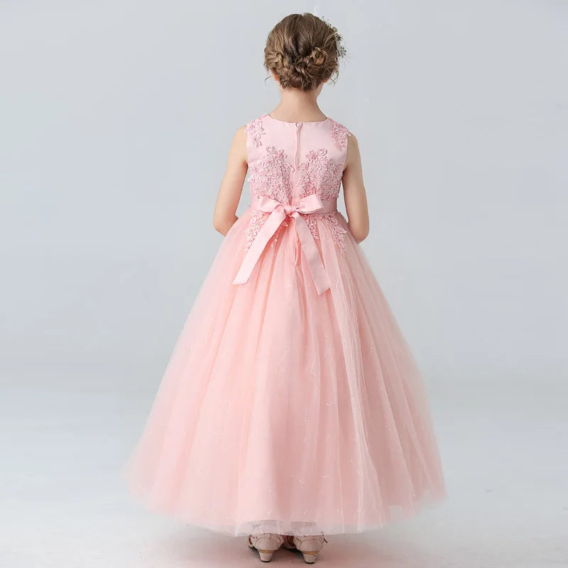 BX683 Kids Dresses For Girls Lace Dress Gown Princess Clothes Children Formal Evening Party Flower Girls Wedding Vestidois