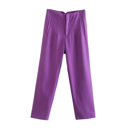 Hot Sale Women Summer Thin Casual Cropped Pants Stretchy Temperament Pleated Slimming Capris Ankle Length High Waisted Trousers