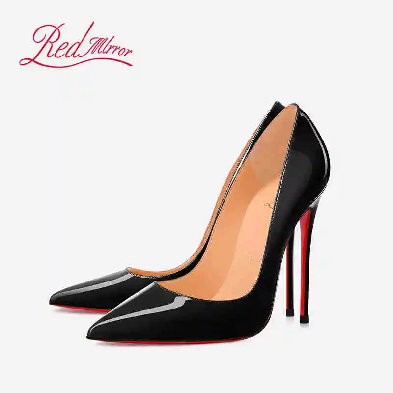 Women Heels Naked Color Women's Elegant High Heel Luxury Black Shoes Woman 2026 Red Shiny Bottoms Pointed Toe Party Ladies Women