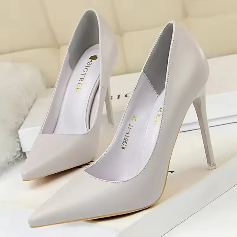 BIGTREE Shoes Women Pumps Pu Leather High-heeled Shoes Fashion Wedding Shoes Stiletto Heels Sexy Party Shoes Large Size 42 43