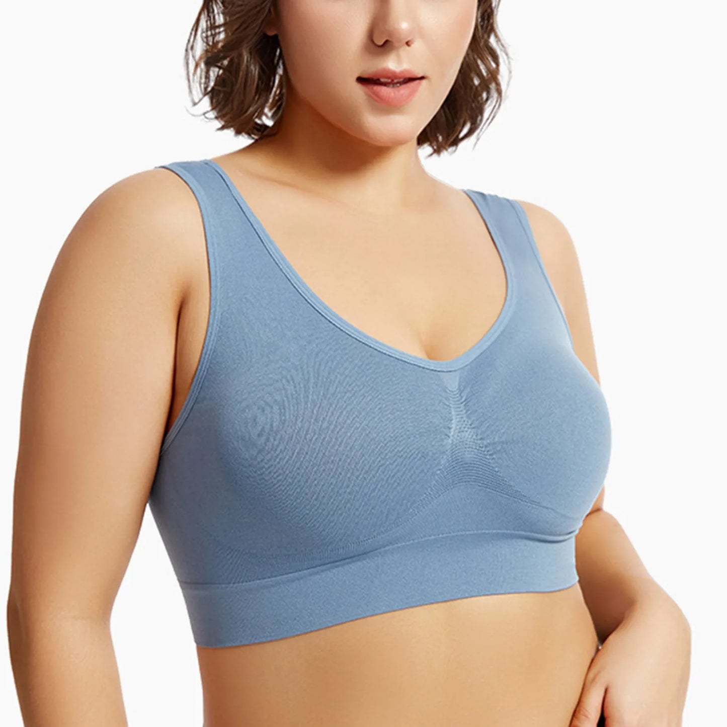 Seamless Bras For Women Hollow Mesh Breathable Sports Bra Female Wireless No Pads Crop Top Sexy Lingerie Soft Brassiere M-5XL