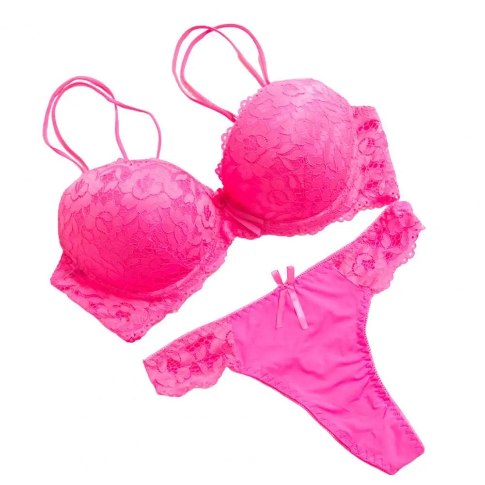 2024 Floral Embroidery Women Underwear Set Sexy Lace Push Up Bra Set Panties Sexy Push Up Brassiere Wirefree Soft Underwear Set