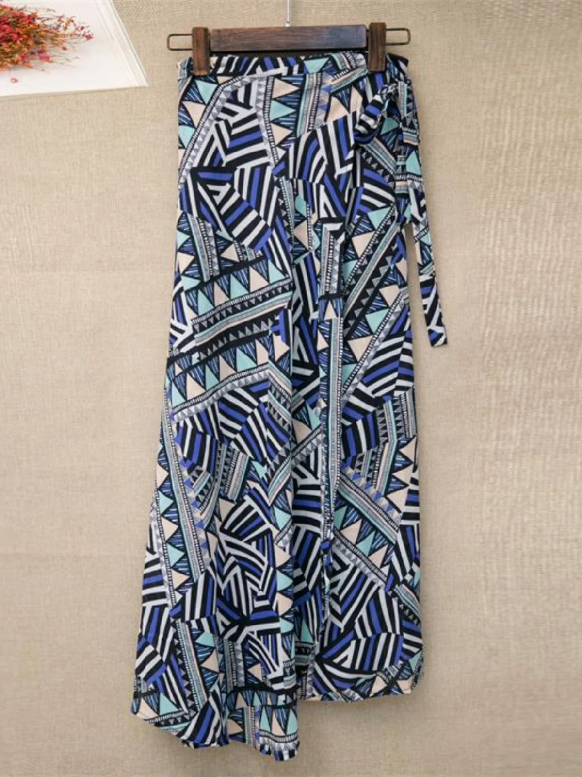 Vacation Style Wrap Skirt Beachside Long Skirt Women's High Waist A-Line Midi Skirt Floral Print One-Piece Summer Spring