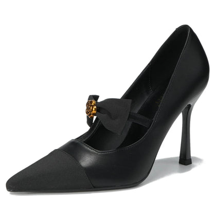 BIGTREE Shoes Metal Flower Design Women Pumps Bowknot High Heels Stiletto 10 CM Pointed Women Heels Luxury Banquet Shoes 2026