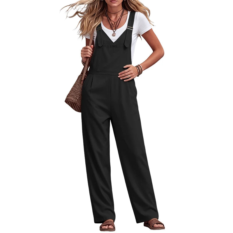 ZANZEA Women's Casual Jumpsuits Adjustable Straps Bib Trousers Overalls Summer 2026 Fashion Solid Suspender Jumpsuits Streetwear
