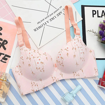 Women Lingerie Seamless Adjustable Bra Sexy Comfortable Nylon Flower Print One-Piece Underwear  Breathable