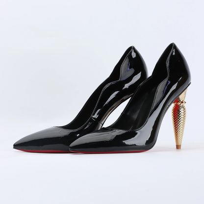 luxury Red Bottom Black Pointed toe Heels for Women Shoes 2024 Elegant and Classy Designer Slingback Heels High Quality big Size