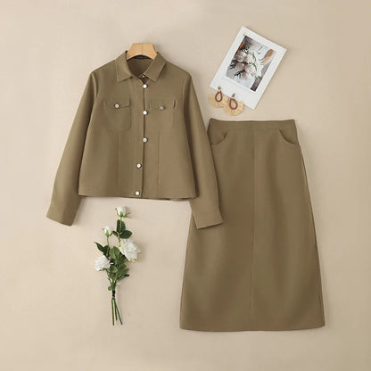 ZANZEA Fashion Women's Skirt Suits Autumn Long Sleeve Jackets and Elastic Waist Midi Skirts 2 Piece Sets Outfits Woman Clothes