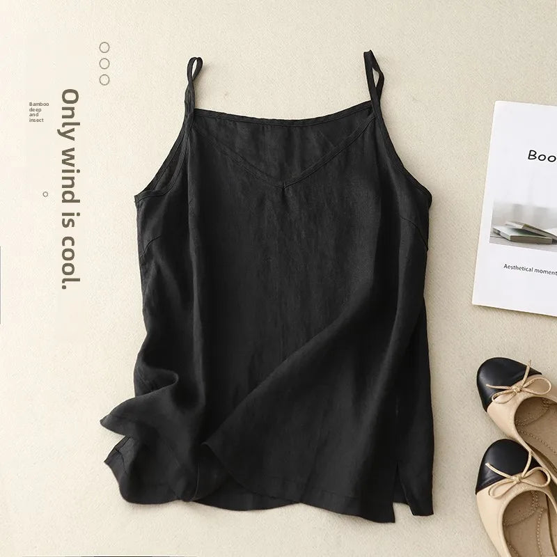 Summer Casual Cotton Linen Double Layer Lantern Pants Loose Elastic Waist Pure Color Wide Leg Harem Trousers for plus Size Women