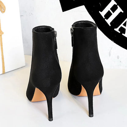 BIGTREE Shoes Fashion Ladies Ankle Boots Pointed Side Zipper Women Boots Sexy Heeled Boots Stilettos Warm Autumn Winter Shoes