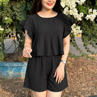 ZANZEA Korean Fashion Short Sets Women Square Neck Cropped Blouse & Elastic Waist Shorts 2 Piece Suits Summer Causal Outfits