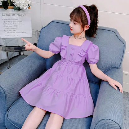 Summer Solid Color Elementary School Dress 7 To 8 Year Old Girl Clothes Girls Kids Dresses Princess Korean Reviews Many Student