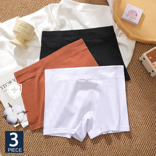 FINETOO 3Pcs Women Sexy Body Shaping Cotton Safety Boxer Shorts Skin Friendly Soft Cotton Fabric Panties Daily Wear Underwear