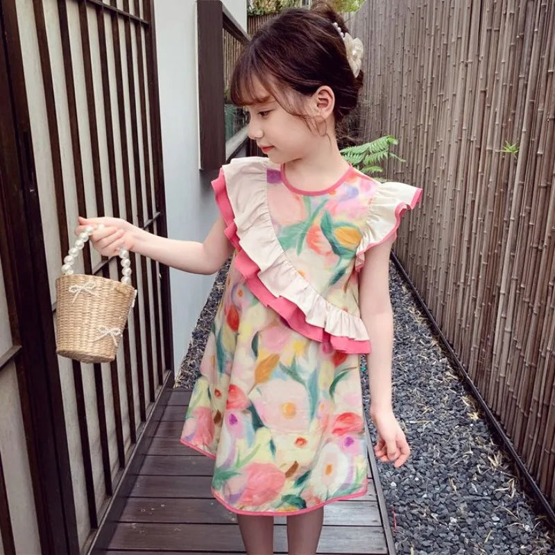 Summer Children's Vest Dress Girl Clothing Kid Pink Puffy Girls Kids 8 12 Years Kid's Clothes From 7 Elegant Dresses Beautiful 9