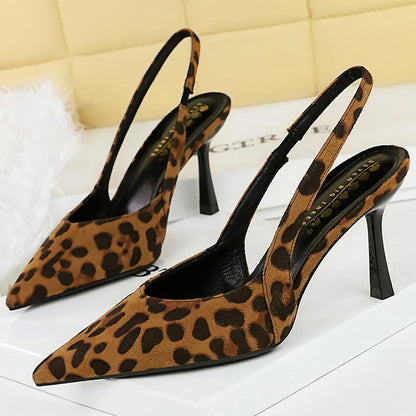 BIGTREE Shoes Women 8 Cm Heels Suede Women Pumps Sharp Pointed Hollow Out High Heels Stiletto Summer Women's Sandals Office Shoe