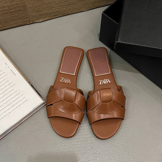Summer Women Slippers Fashion Outdoor Casual Breathable Flat T-shape Soft Comfortable Heels Shoes Open Toe Sandals Slides Women
