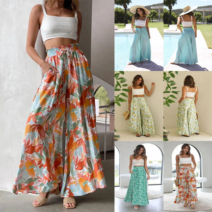 2026 Spring Summer Women Casual Wide Leg Pants Fashion Loose High Waist Long Trousers