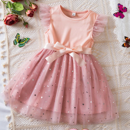 K-Pop Hunters Zoey Rumi Girls Sequin Tutu Dress with Bow Flutter Sleeves Summer Princess Party Outfit for Toddler Kids 2-6Y