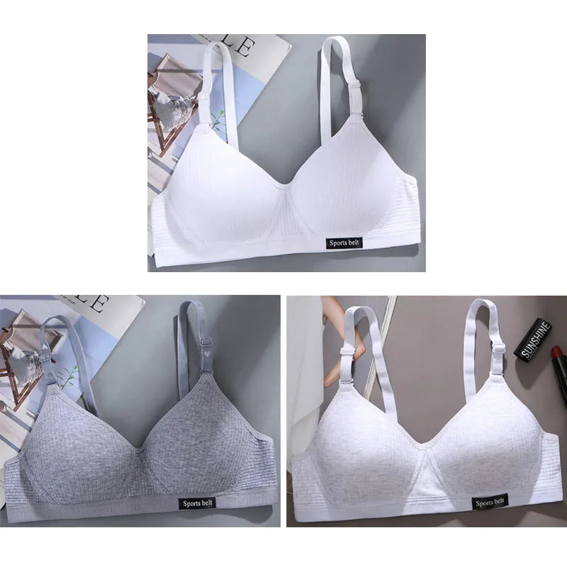 3pcs Women Thin Wireless Bra Girl Seamless Push Up Bra Student Comfort V-Shaped Underwear Adolescent Breathable Comfort Lingerie
