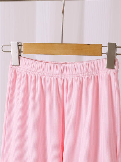 Girls Summer Outfit Short Sleeve Top And Long Pants Two-Piece Set Fashionable Casual Versatile Travel Clothing for Kids