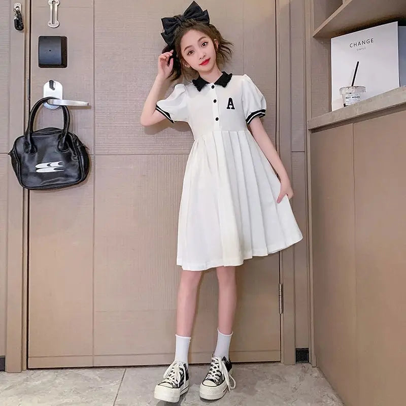Polo Collar Women's Dress Child Girl Kids Dresses Girls Beautiful Elegant Girl's Clothes Party Luxury Girls' Evening Casual Kid