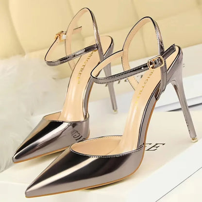 BIGTREE Shoes Fashion Sandals Women 2026 Patent Leather High Heels Women Sandals Summer Heeled Sandals Pointed Toe Women Pumps