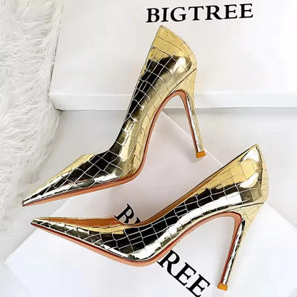 BIGTREE Shoes Metal Stone Pattern Woman Pumps High Quality High Heels Wedding Shoes Stiletto Luxurious Sexy Banquet Shoes 2026