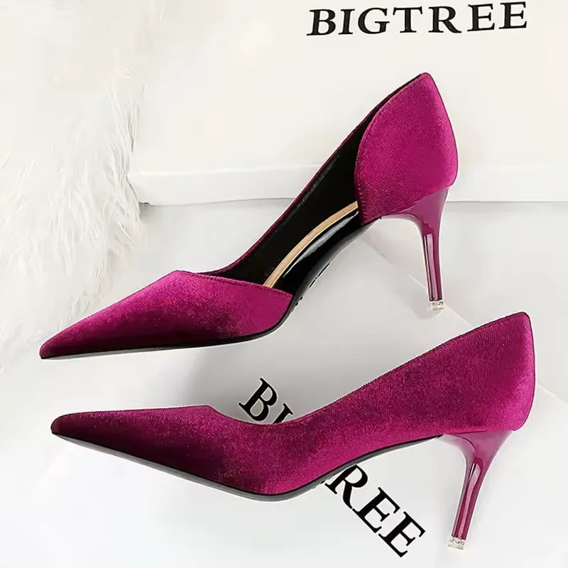 BIGTREE Shoes Purple Women Pumps Design Suede High Heels Sexy Party Shoes Stilettos Lady Heels Luxury Pumps Shoes Large Size 43