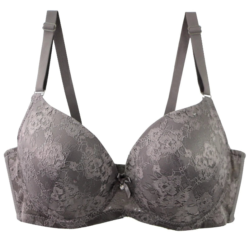 2025 New Sexy Bow Bras For Women Iron-gray Khaki Purple-red Black Gray-blue Reddis Gray CDE Cup Underwear Plus Size Lingerie