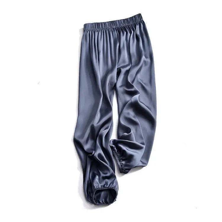 Summer Fashion Elastic Waist Loose Casual Ankle Length Satin Lantern Pants Women Solid Color All-match Trousers Female Clothes