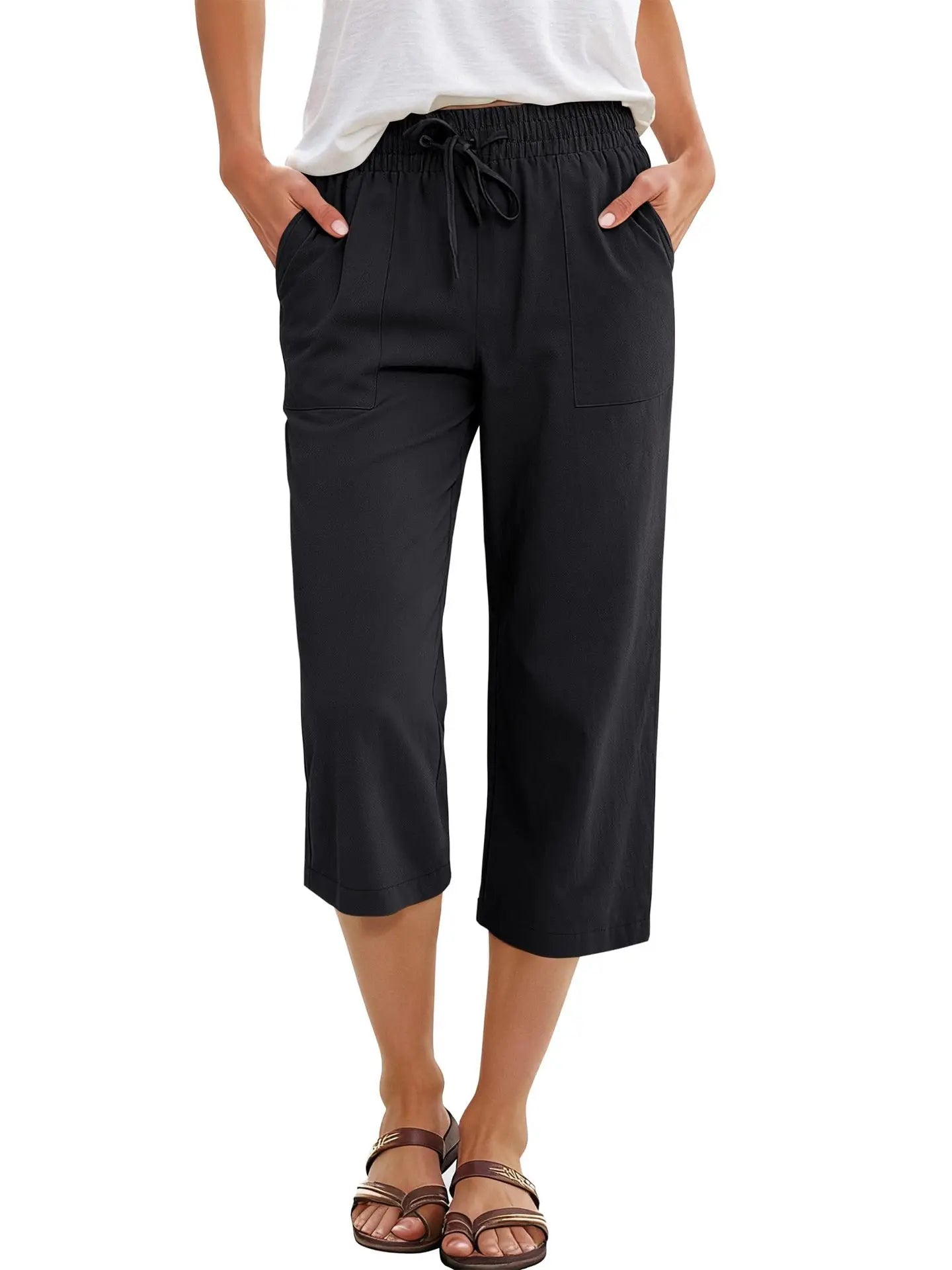 Quick Dry Capri Pants Womens Summer Hiking Cargo Pants 2 Pockets Waterproof Sun UV Protection Knee Length Shorts