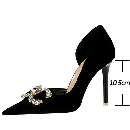 Luxury High Heels Women 7 cm 10.5 Stilettos Metal Rhinestone Women Pumps Fashion Wedding Shoes Ladies Sexy Prom Shoes 2026