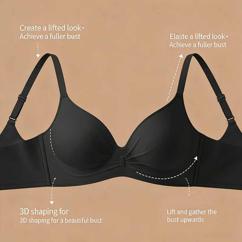 12CM Extreme Push-Up Wireless Bra for AB Cup Lift Gather Anti-Sagging Side Smoothing Seamless T-Shirt Bra for Small Bust