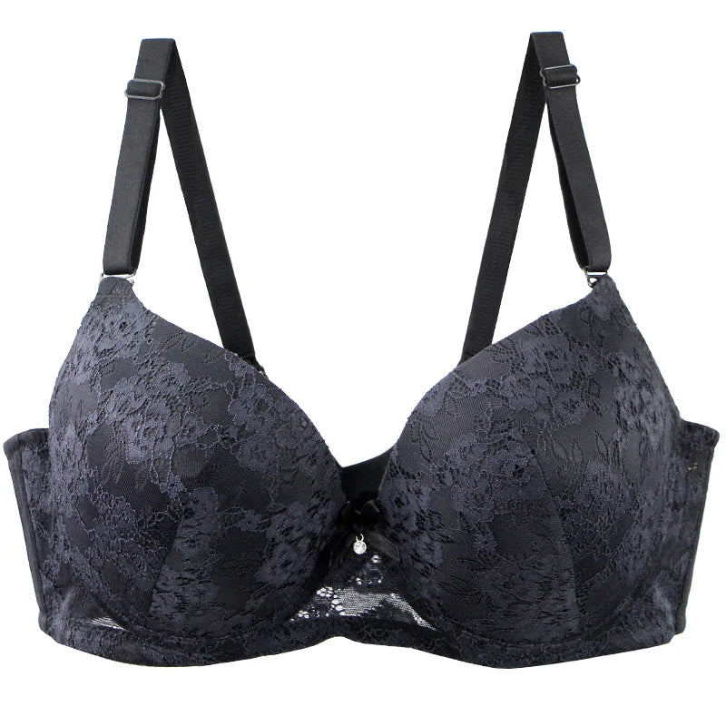 2025 New Sexy Bow Bras For Women Iron-gray Khaki Purple-red Black Gray-blue Reddis Gray CDE Cup Underwear Plus Size Lingerie