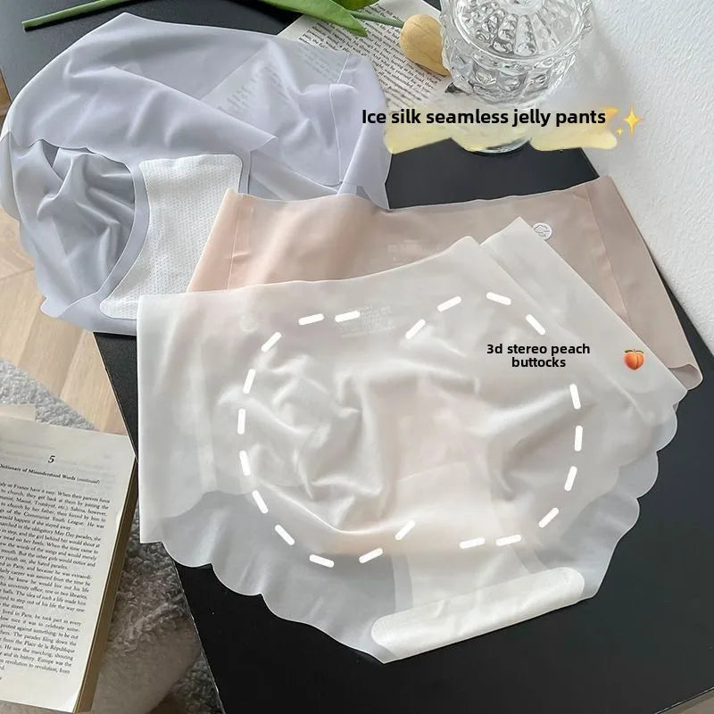 6Pcs Ice Silk Seamless Underwear for Women 3D Peach Butt Shaping Invisible Panties No Show Breathable Briefs for Yoga Daily Wear