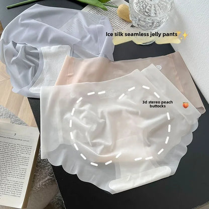 6Pcs Ice Silk Seamless Underwear for Women 3D Peach Butt Shaping Invisible Panties No Show Breathable Briefs for Yoga Daily Wear