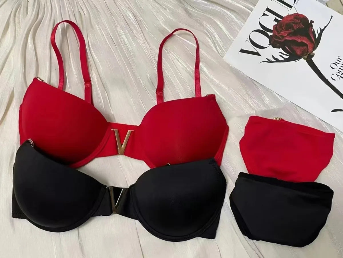 Fashion Sexy Bra Set Girls Women Comfortable Push Up Underwear Set Circular Trim Strap Bras Lingerie Panty Sets