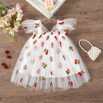 Girls' Dress Summer Lace Floral Print Cute Princess Baby Girl Dress Adorable Wedding Flower Girl Outfit