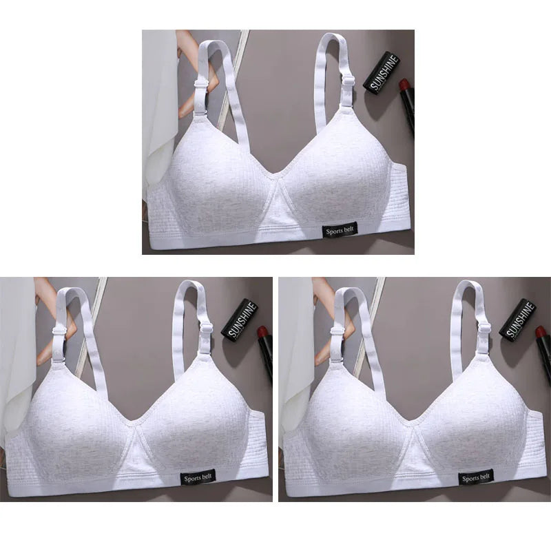 3pcs Women Thin Wireless Bra Girl Seamless Push Up Bra Student Comfort V-Shaped Underwear Adolescent Breathable Comfort Lingerie