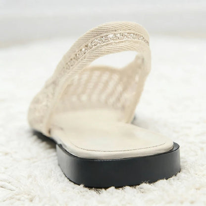 Mesh Weave Cutout Flat Sandals Women Summer 2026 Light Comfortable Slingback Flats Shoe Designer Luxury Beach Sandals Breathable