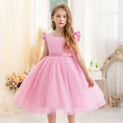 Baby Girls Summer Dresses 2 3 6 8 10Yrs Cute Kids Birthday Princess Dress Children Casual Clothes Sleeveless Girls Layered Dress