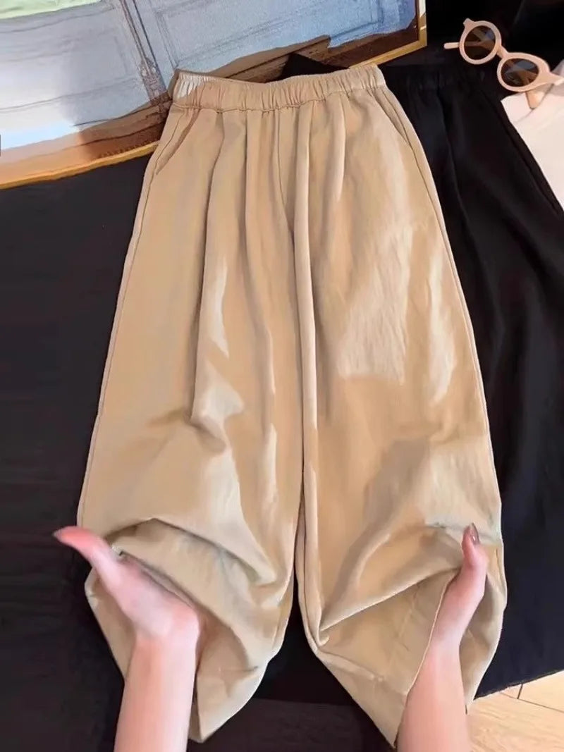 Girls' Ice Silk Mosquito Repellent Loose Fit Wide Leg Pants Cooling Summer Casual Wear for Kids Ages 5-12 Breathable Lightweight