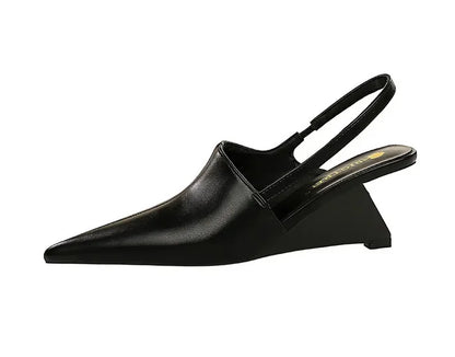 Wedge Strange Style High Heels Women Sexy Pointy Toe Backstrap Sandals Covered Head Design Party Dress Mules Shoes Women Pumps