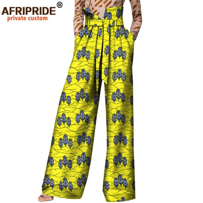 2026African Pants for Women Plus Size Wear Trousers Customzied High Waist Full Length Back Zipper Pants with Sashes A1821002
