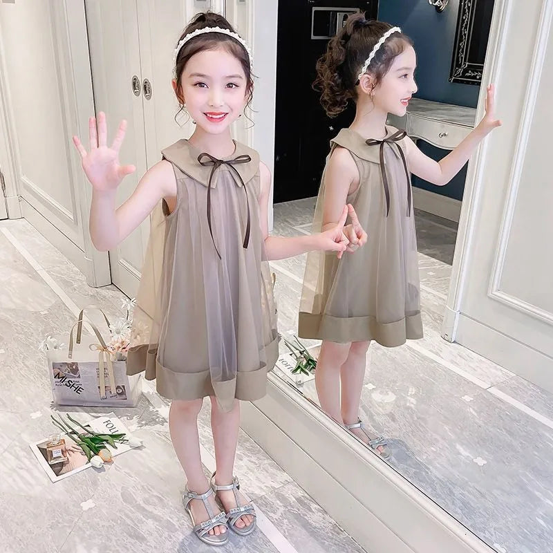 Princess Dress for Little Girls with Doll Collar and Tulle Skirt Casual Dresses Girl Kid's Women's Summer Tweens Clothing Kids