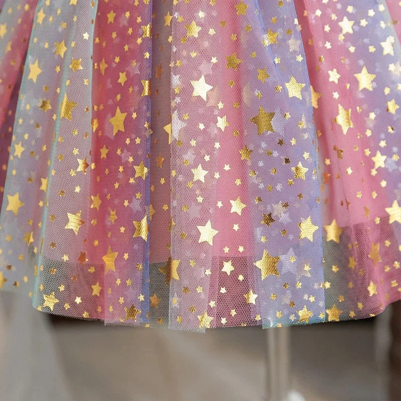 K-Pop Hunters Zoey Rumi Princess Dress for Girls Sequined Star Ruffle Bow Tutu Baby Formal Gala Prom Gown Kids Party Costume