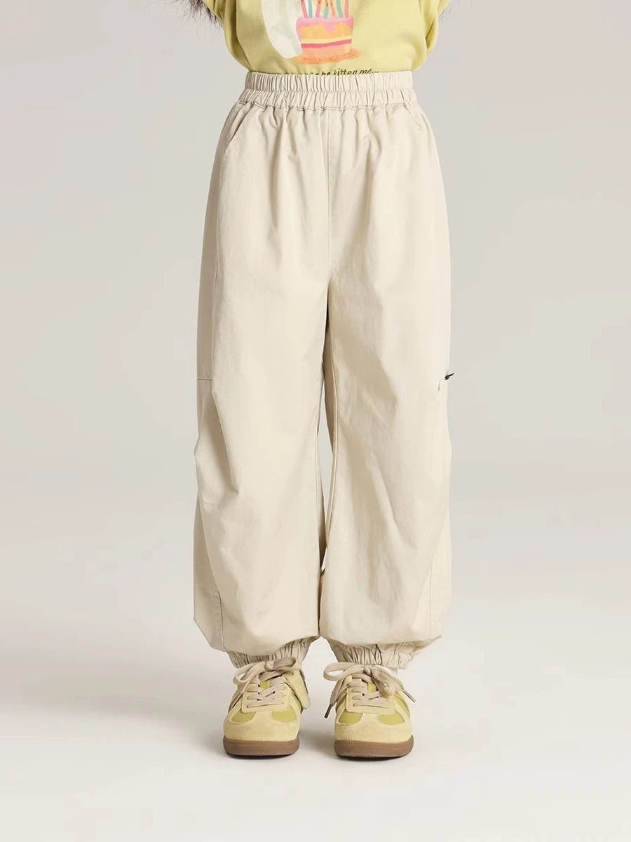 Girls' Tactical Cargo Pants Stylish Ice Silk Quick Dry Tapered Sport Pants for Kids All Season Outdoor Play Adjustable Waist