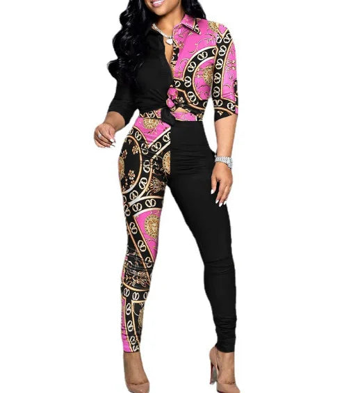 European Style Spring Summer Shirt Top And Long Pant Suit Casual Party 2 Two Pieces Tracksuit Outfits 2025