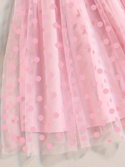 Leisure and Sweet Summer Girl Ruffle Decoration Cami Tutu Dress Princess Mesh Children's Dress