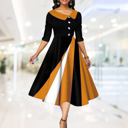 Summer Fashion Women Loose Boho Elegant Dress Large S-5XL Party Printed Half Sleeve Irregular Long Dresses